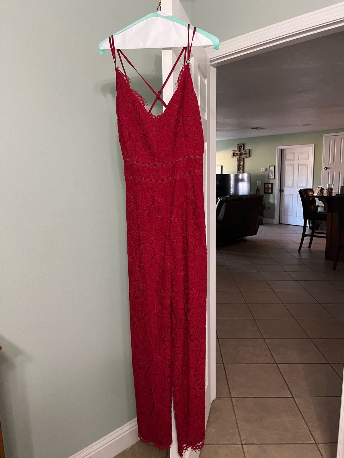 Size 10 Pageant Red Formal Jumpsuit on Queenly