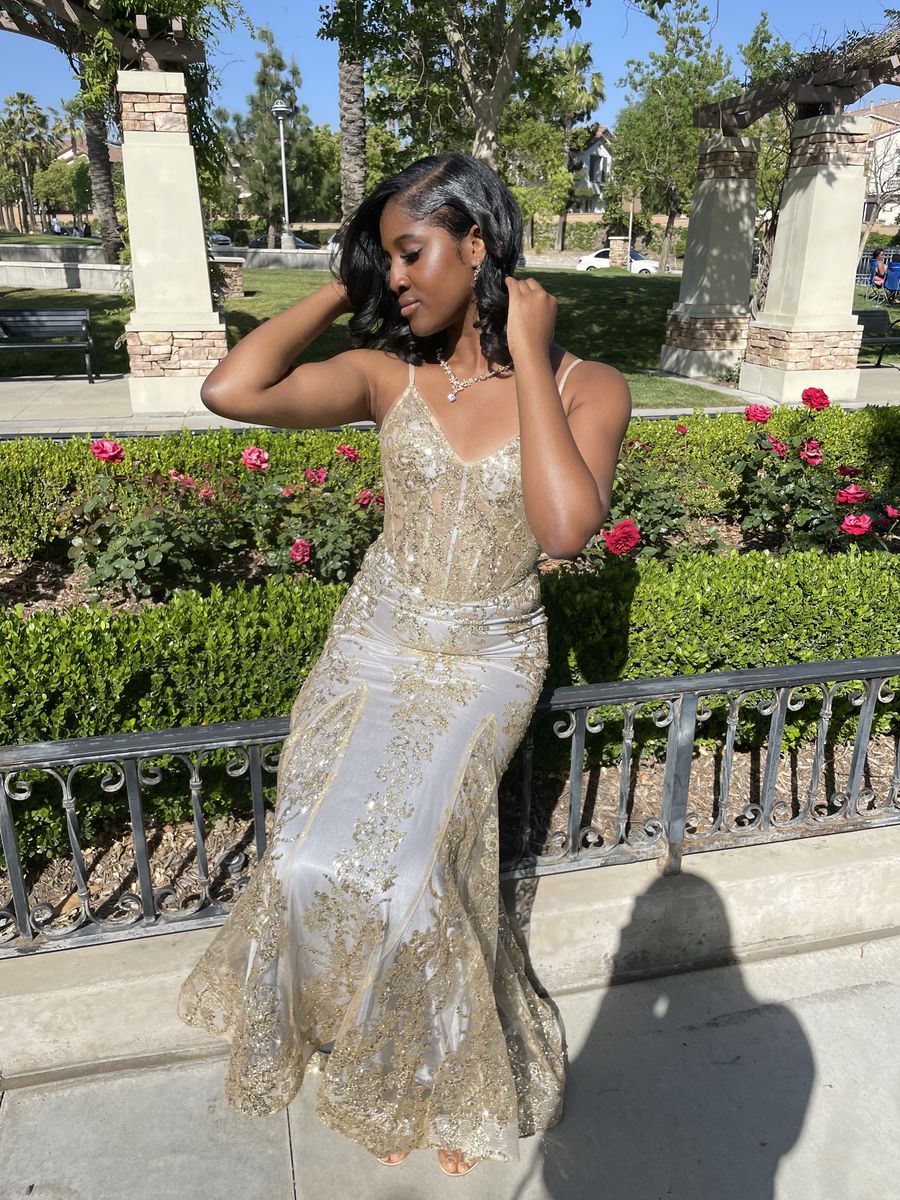 Miabella Couture Size 12 Prom Gold Mermaid Dress on Queenly