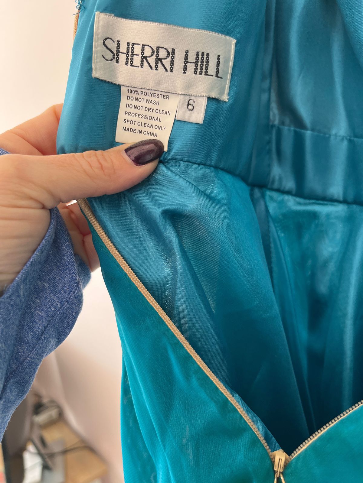Sherri Hill Size 6 Homecoming High Neck Satin Blue Cocktail Dress on Queenly