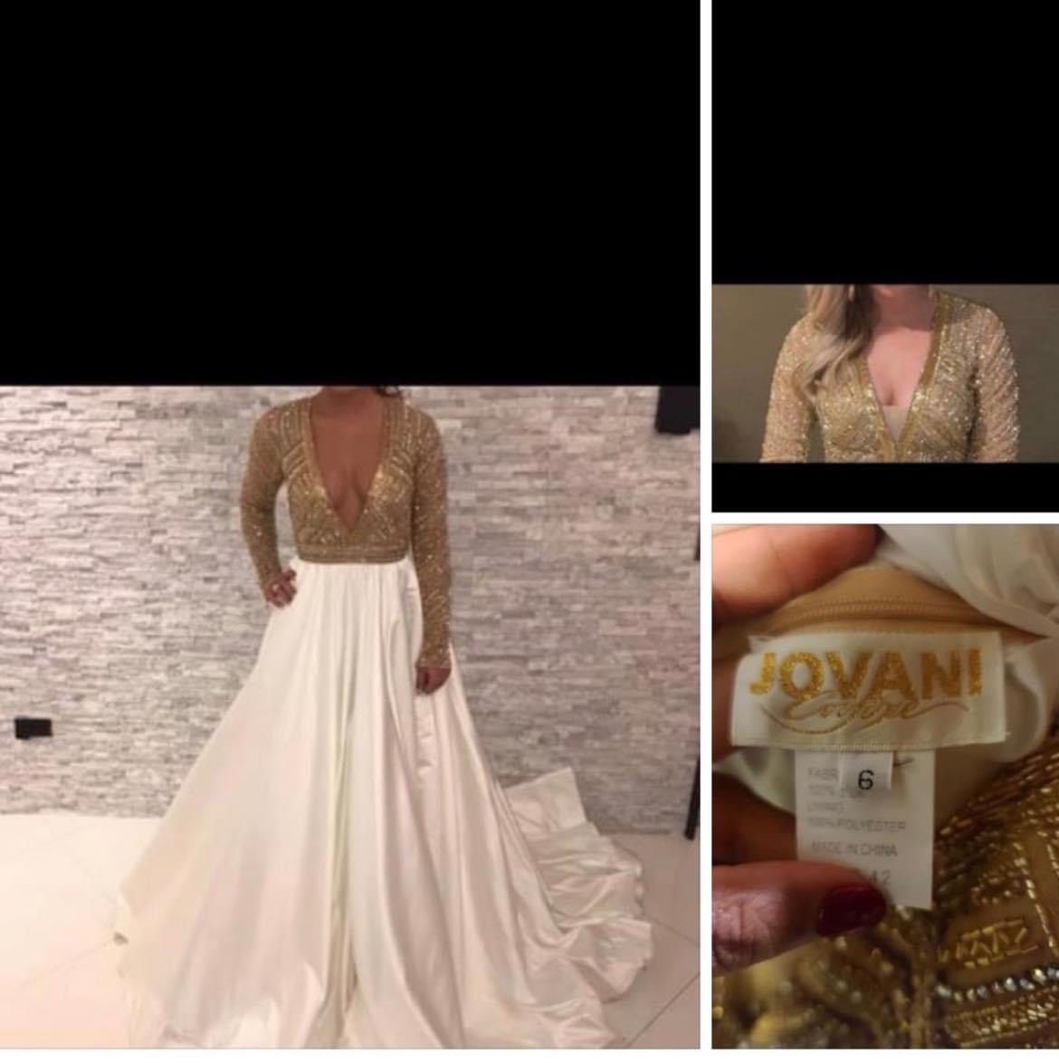 Jovani couture Size 6 Pageant Gold Dress With Train on Queenly