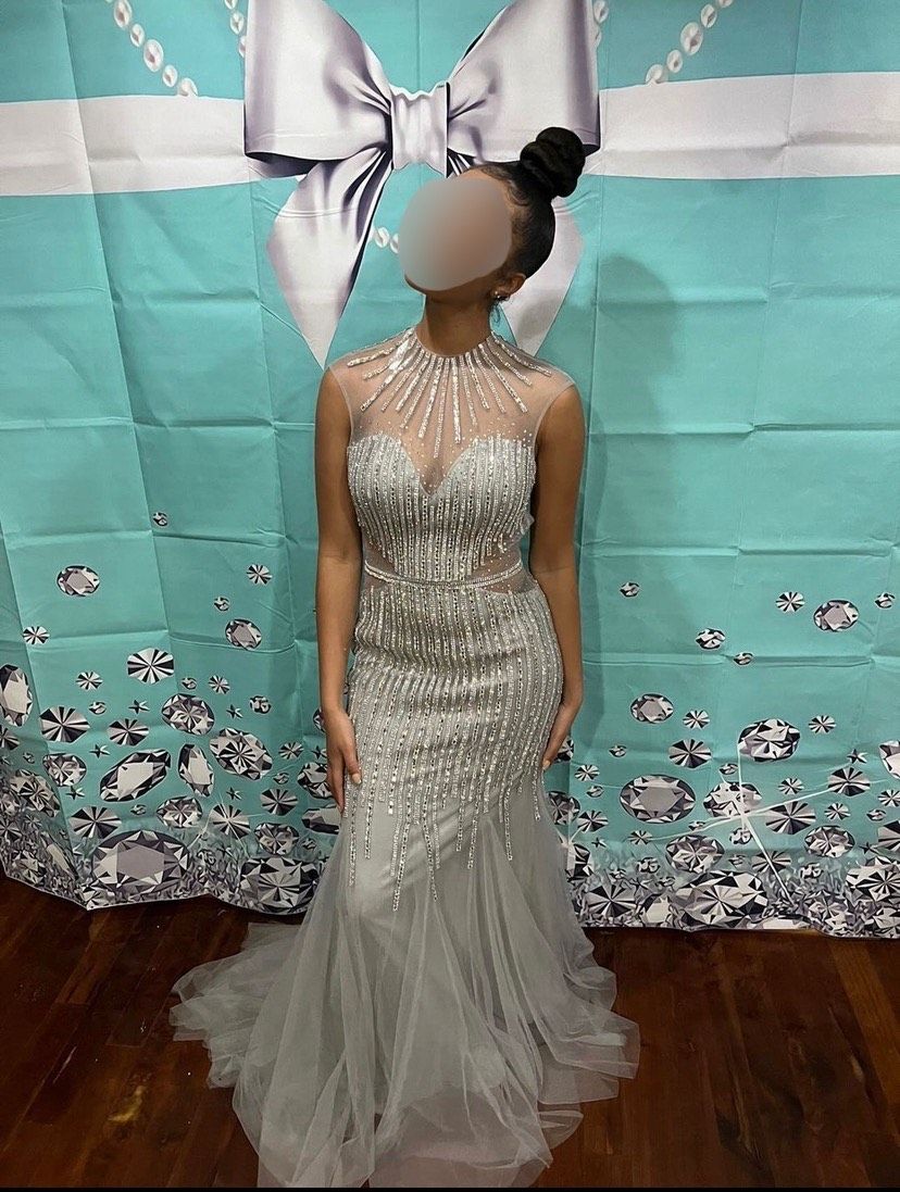 Size 6 Prom Silver Mermaid Dress on Queenly