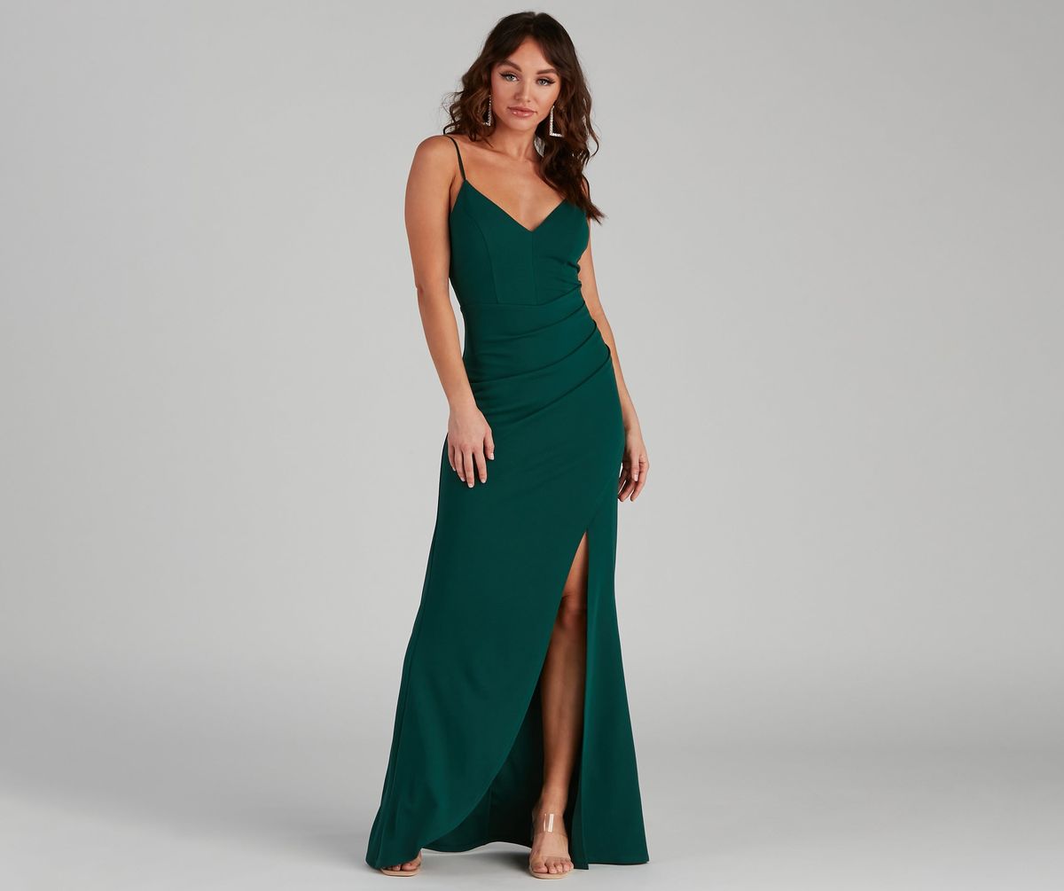 Style 05002-1802 Windsor Size S Bridesmaid Green Side Slit Dress on Queenly