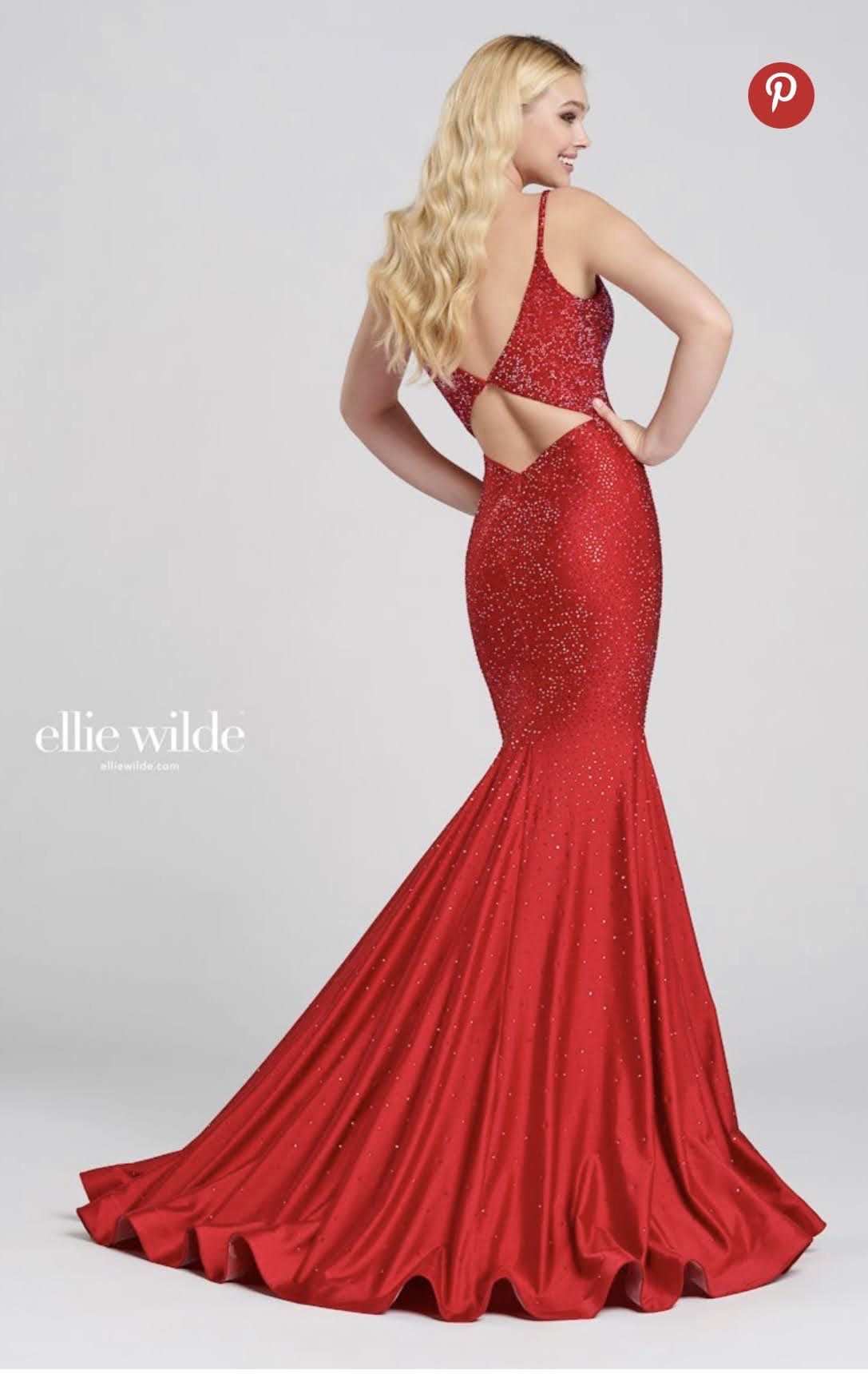 Ellie Wilde Size 8 Prom Red Mermaid Dress on Queenly