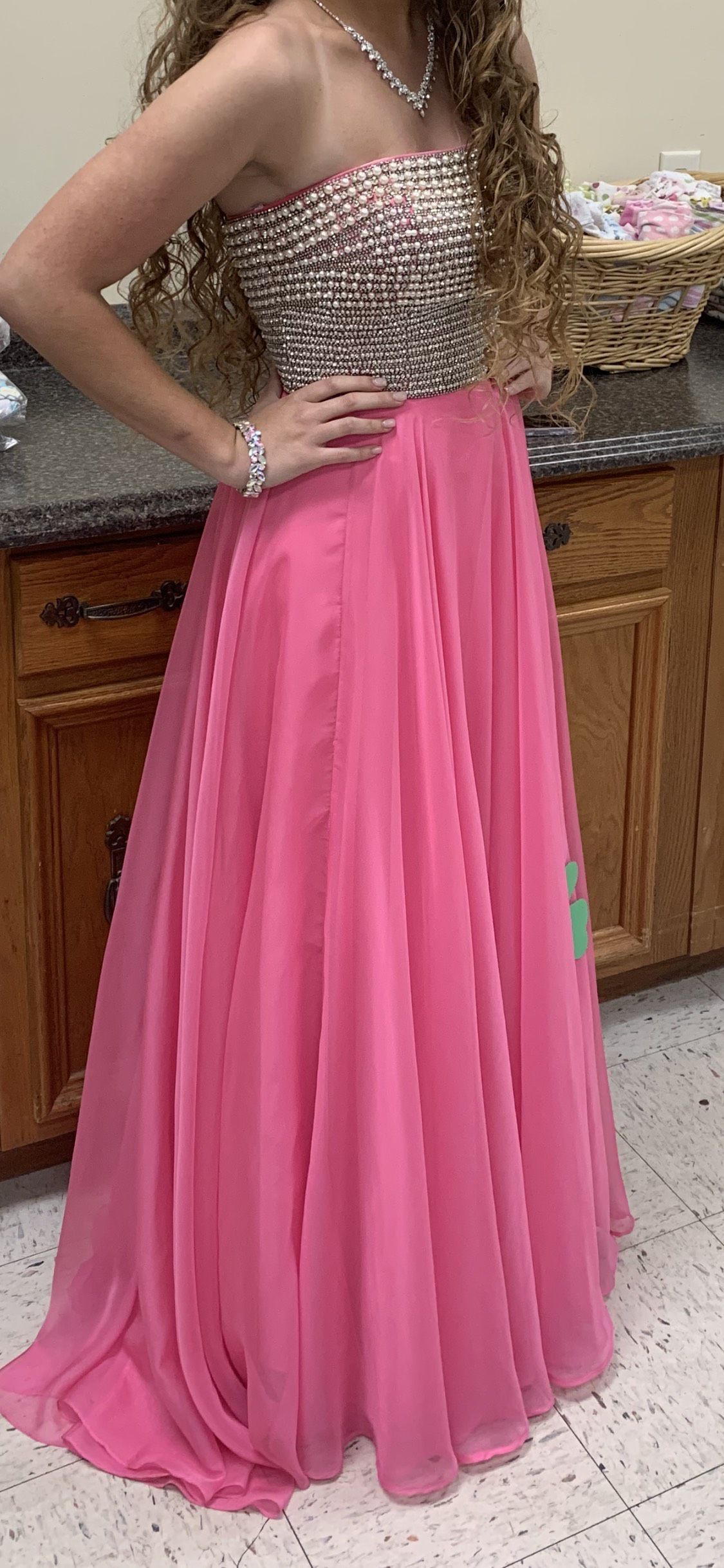 Sherri Hill Size 4 Bridesmaid Strapless Sequined Hot Pink Floor Length Maxi on Queenly