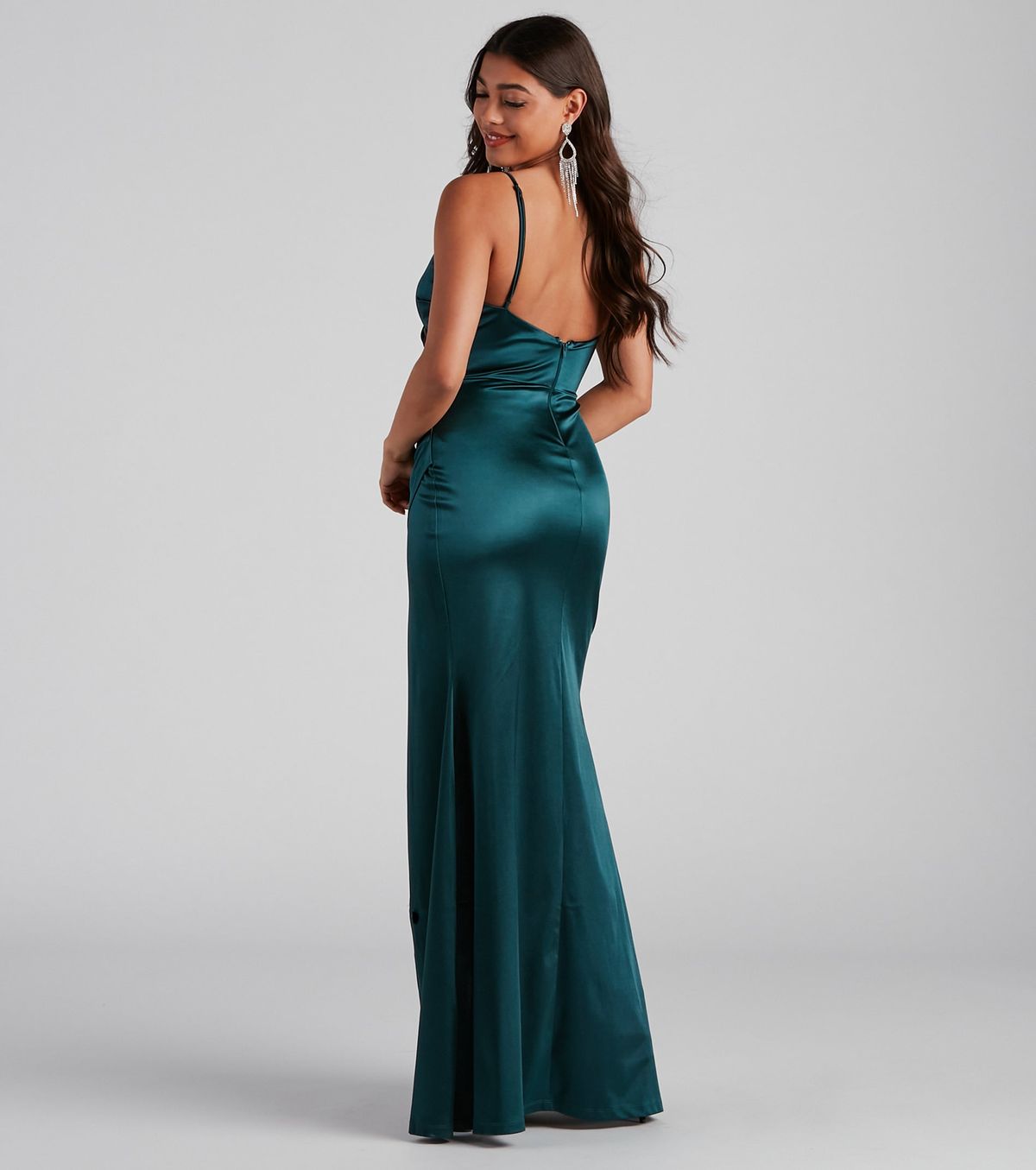 Style 05002-1603 Windsor Size S Bridesmaid Satin Blue Side Slit Dress