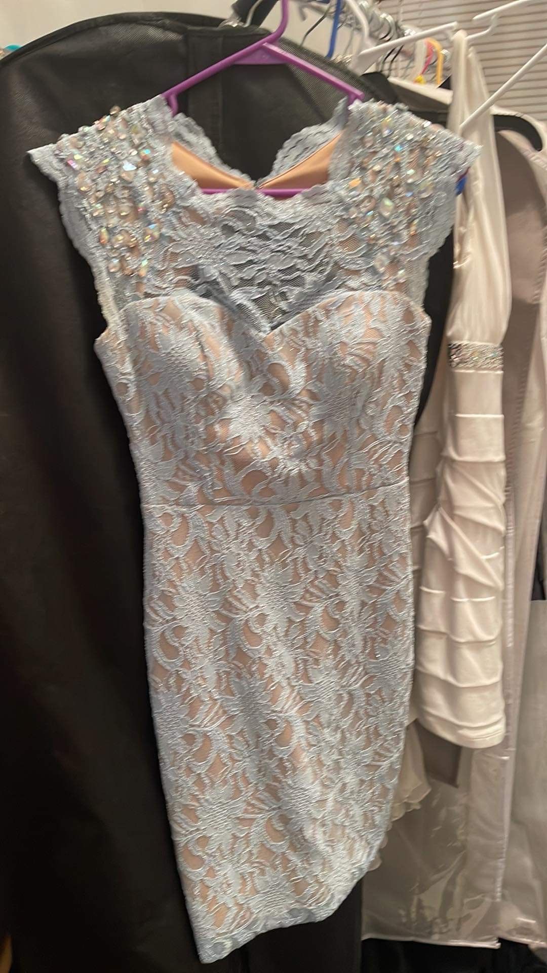 Size 2 Homecoming Lace Light Blue Cocktail Dress on Queenly
