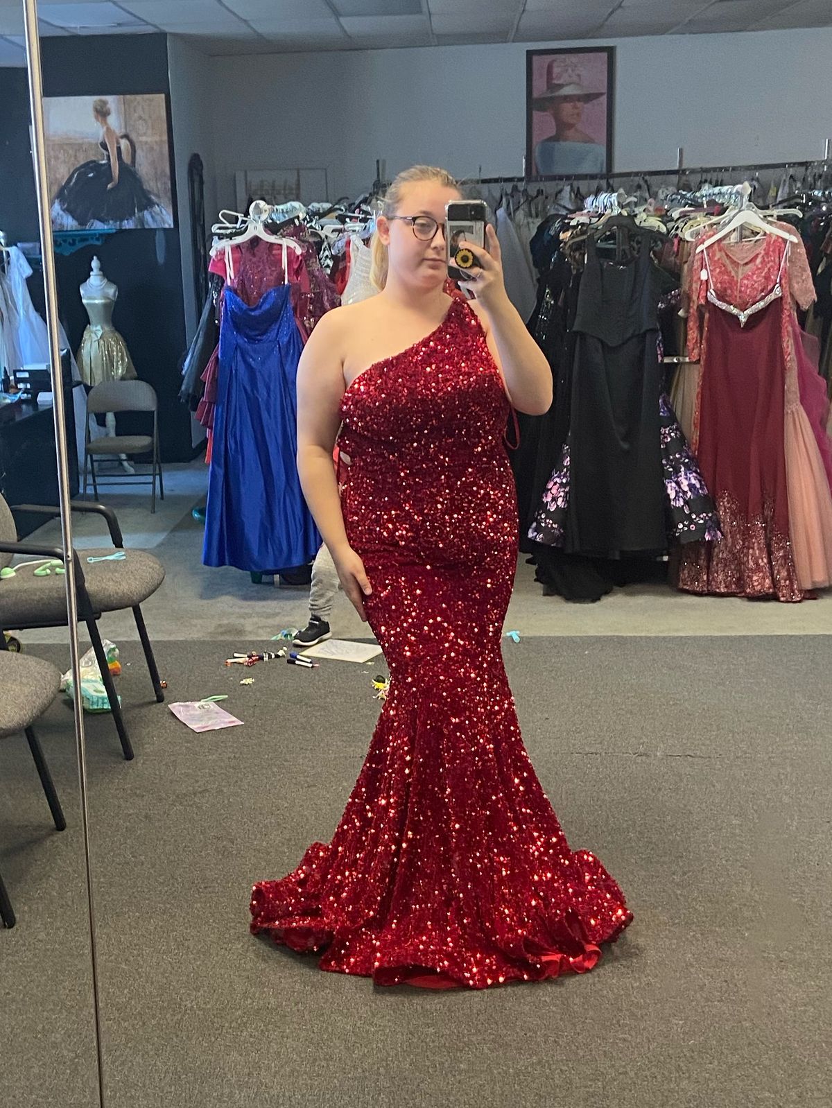 Portia and Scarlett Plus Size 18 Prom Red Mermaid Dress on Queenly