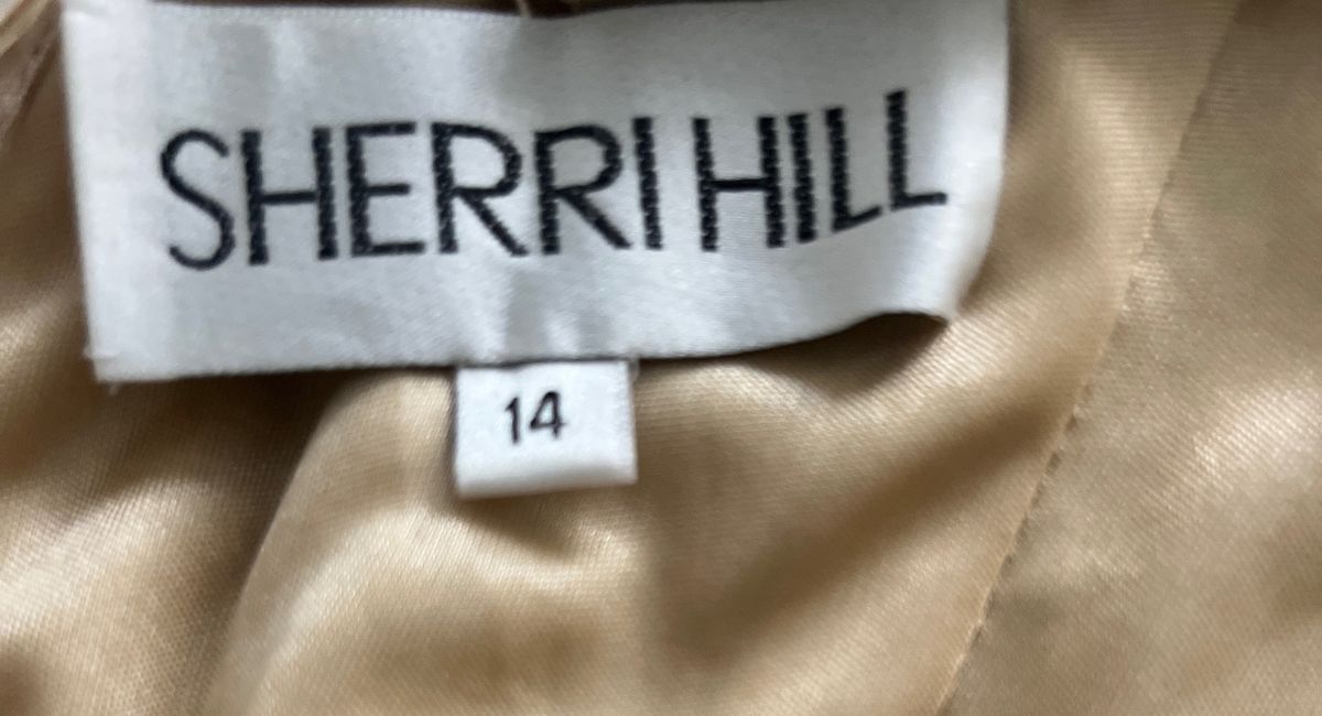 Sherri Hill Size 14 Bridesmaid One Shoulder Gold Side Slit Dress on Queenly