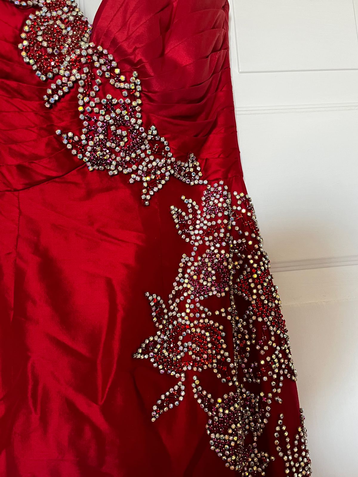 Sherri Hill Size 0 Prom One Shoulder Sequined Red Mermaid Dress on Queenly