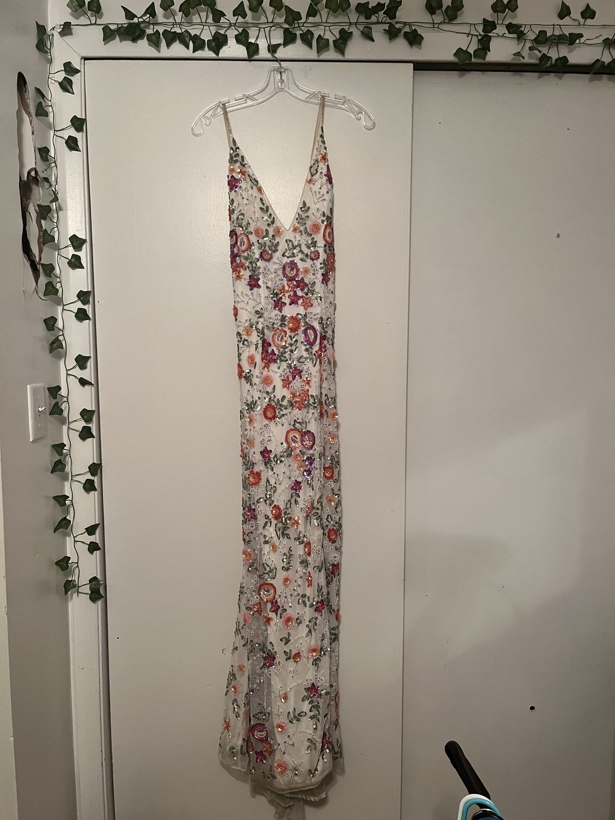 Primavera Size 14 Prom Floral Multicolor Side Slit Dress on Queenly