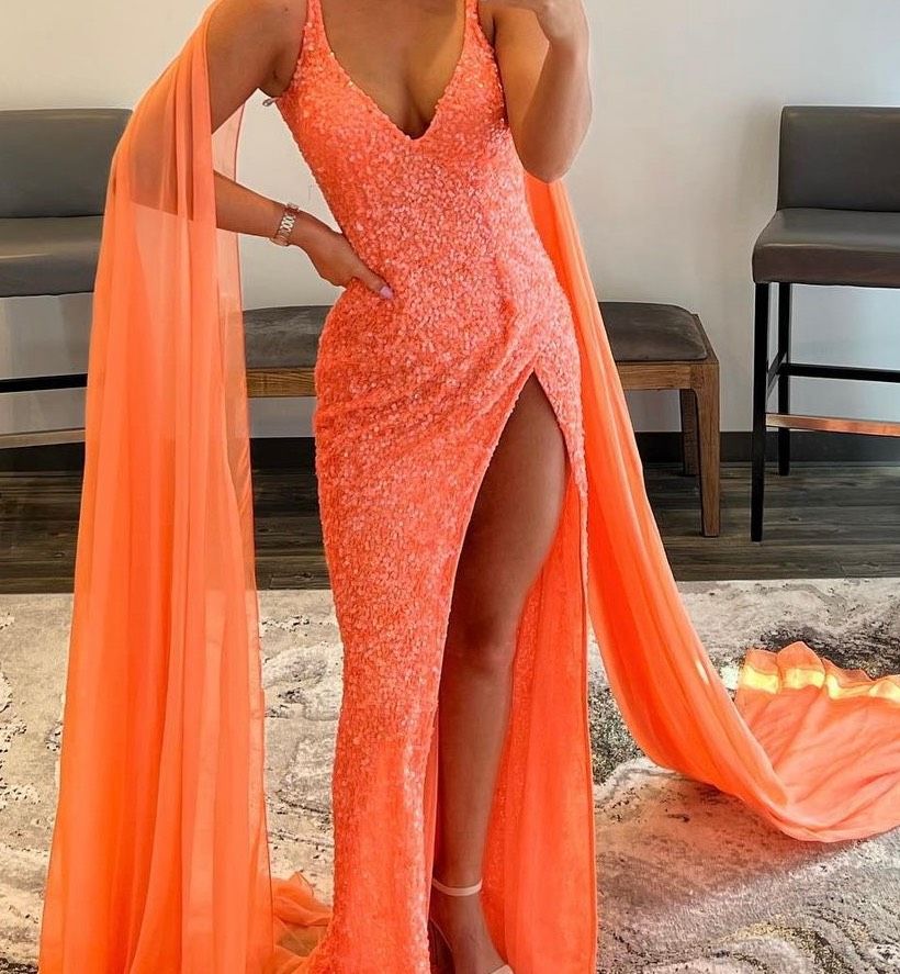 Sherri Hill Size 10 Prom Orange Side Slit Dress on Queenly