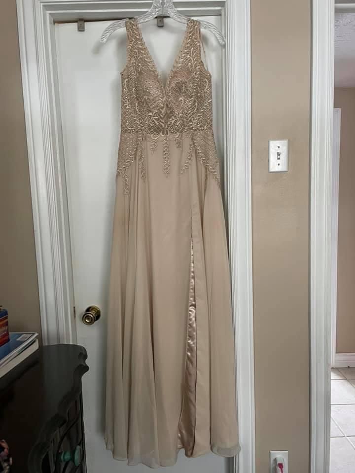 Size 8 Nude Side Slit Dress on Queenly
