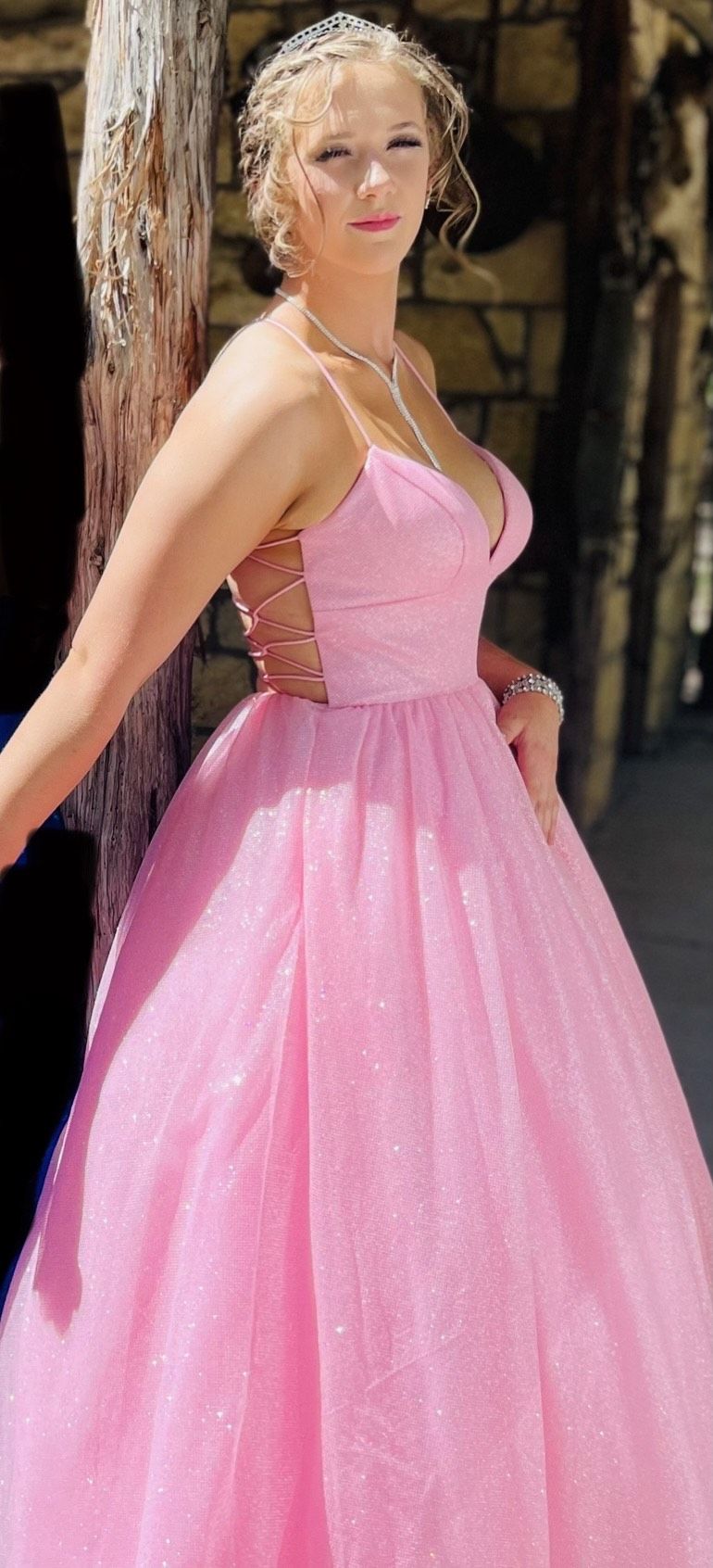 Sherri Hill Size 6 Prom Sequined Light Pink Ball Gown on Queenly
