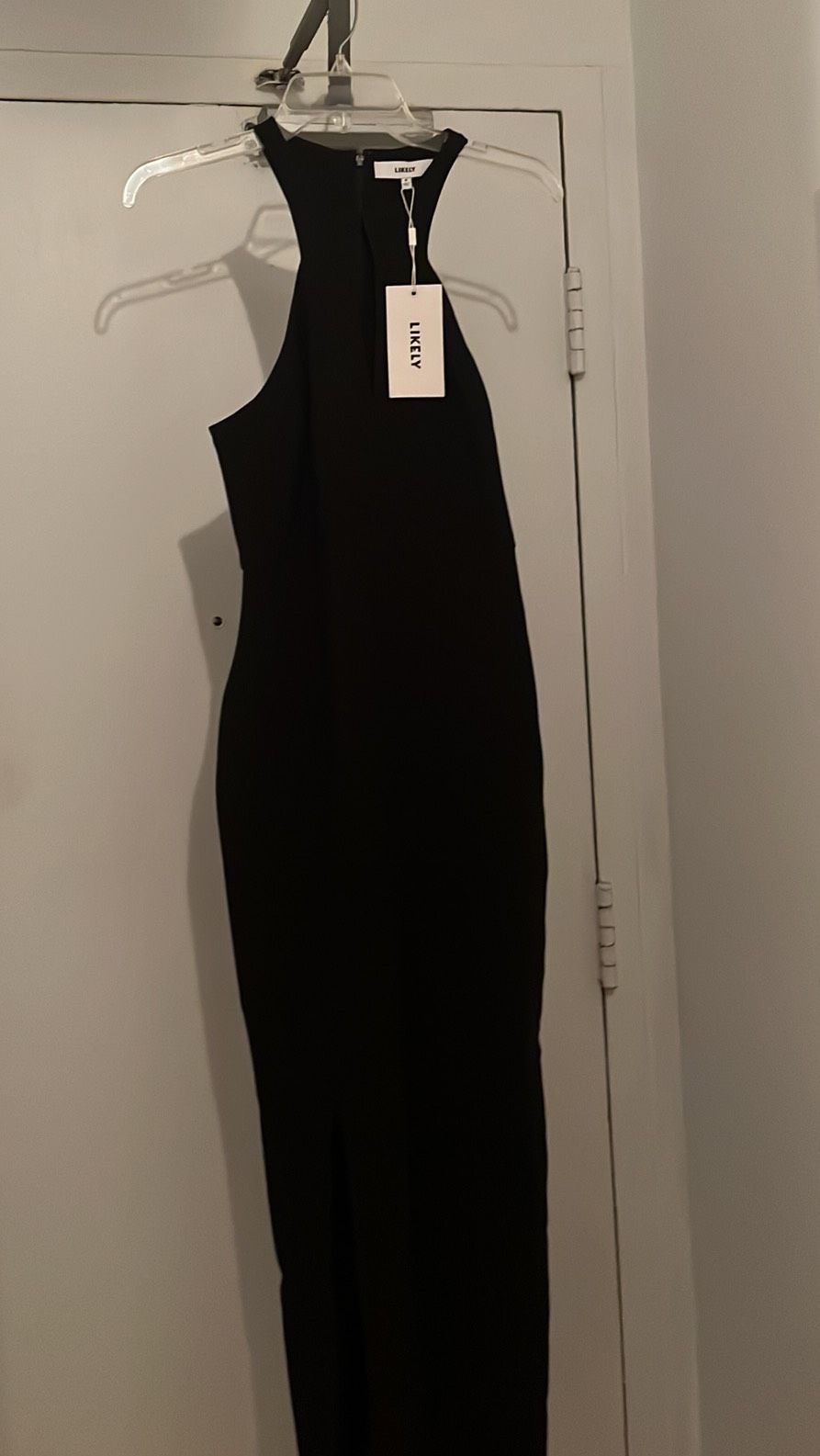 Likely Size 6 Halter Black Floor Length Maxi on Queenly