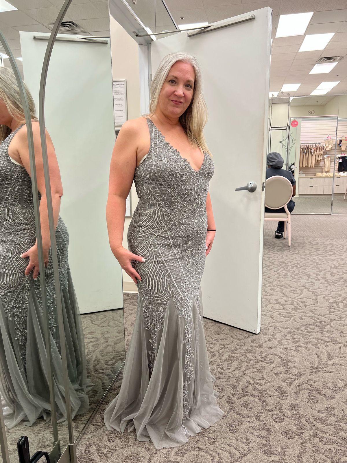 Size 12 Homecoming Silver Mermaid Dress on Queenly