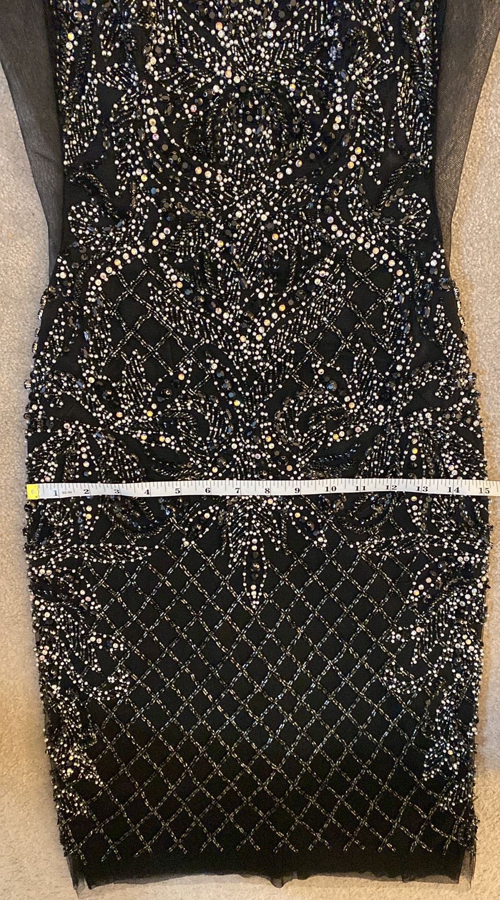Jovani Size 8 Homecoming Plunge Sequined Black Cocktail Dress on Queenly