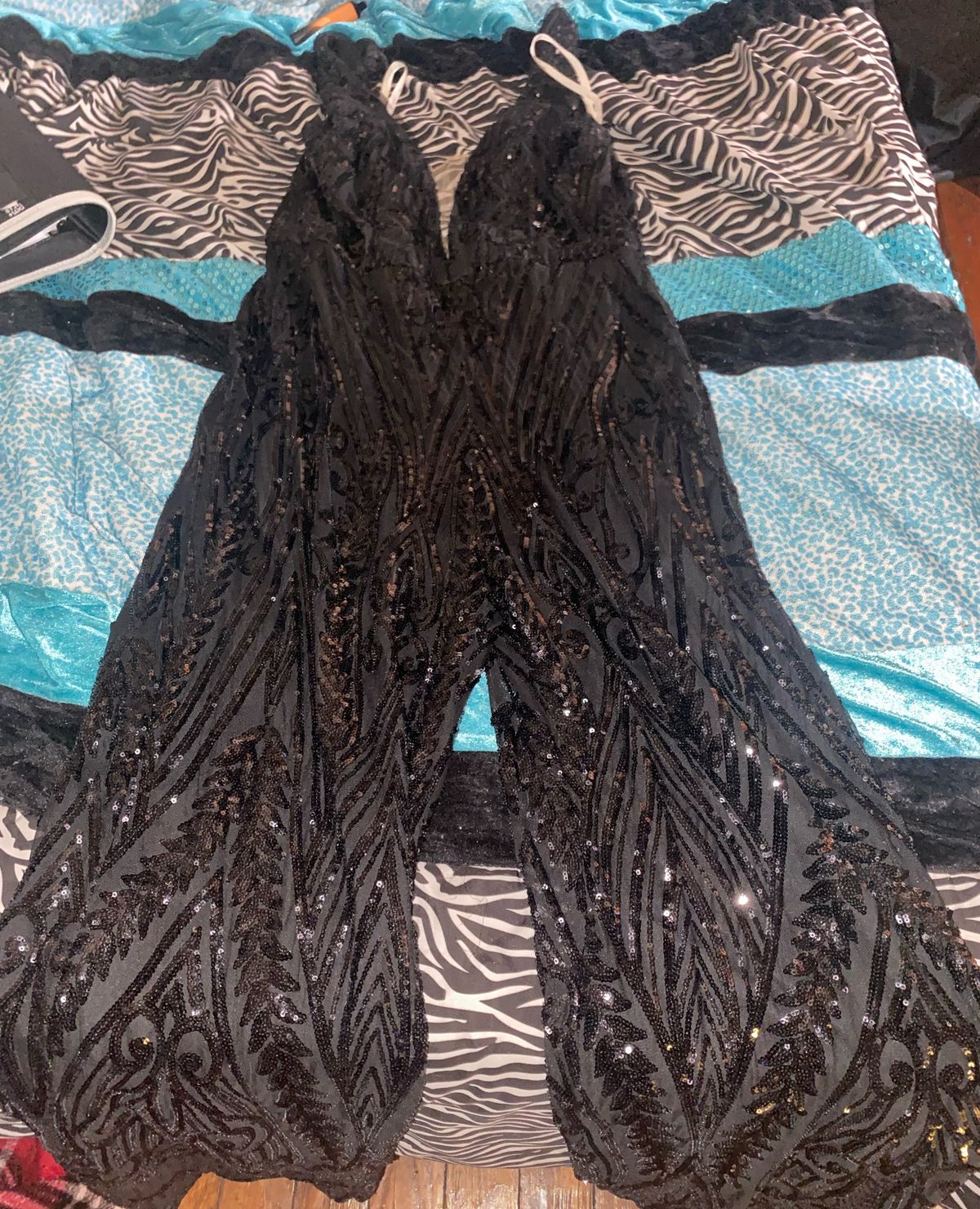 Size 8 Prom Lace Black Formal Jumpsuit on Queenly
