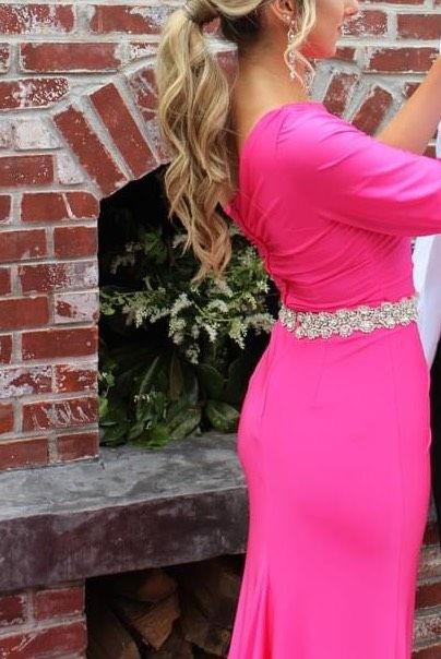 Sherri Hill Size 0 Prom Long Sleeve Hot Pink Floor Length Maxi on Queenly