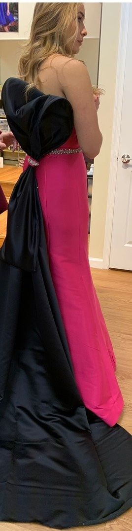 Jovani Size 10 Prom Strapless Satin Hot Pink Floor Length Maxi on Queenly