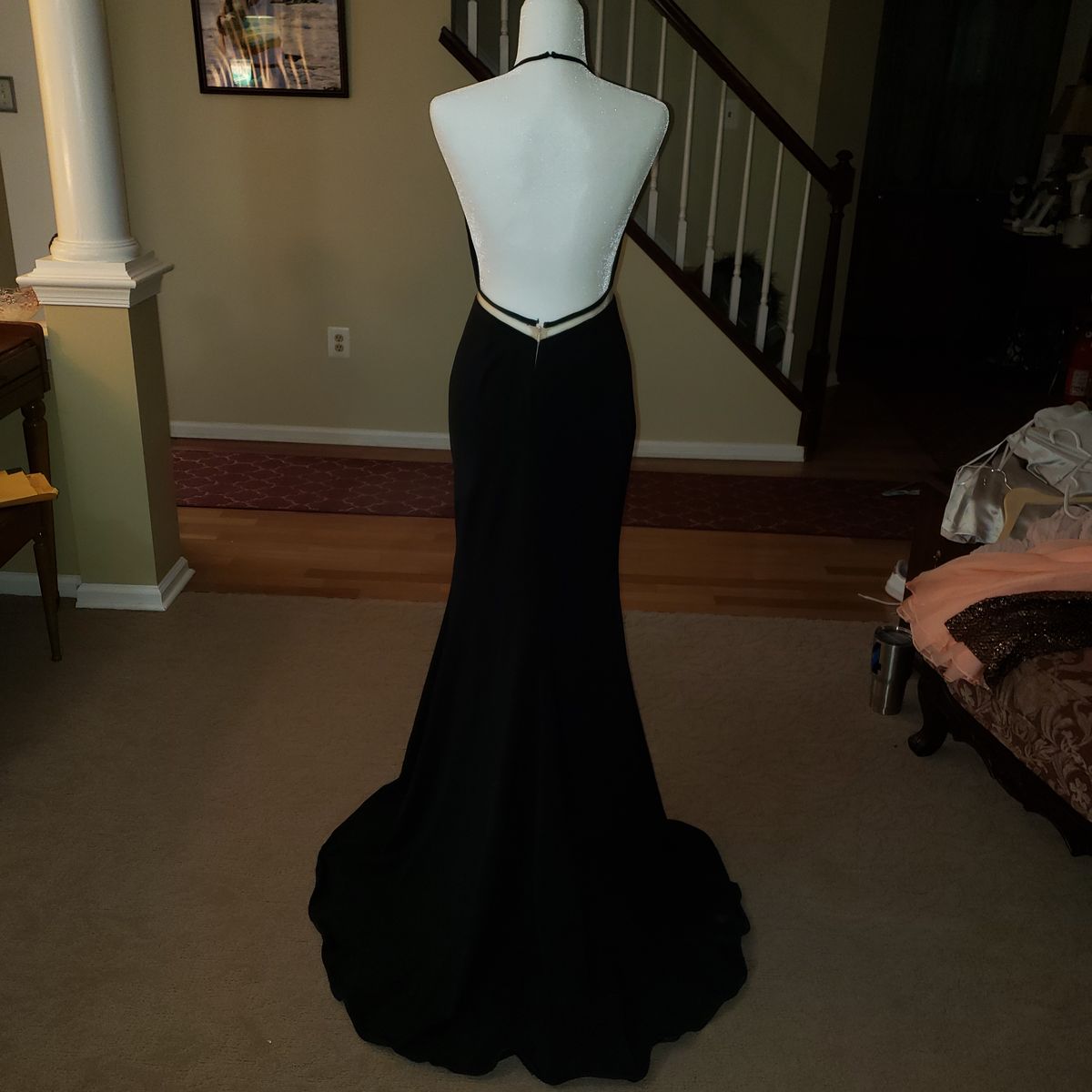 Terani Couture Size 0 Halter Black Floor Length Maxi on Queenly