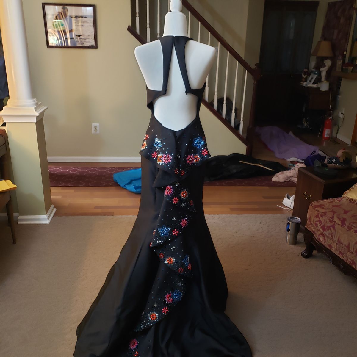 Jasz Couture Size 4 Black Dress With Train on Queenly
