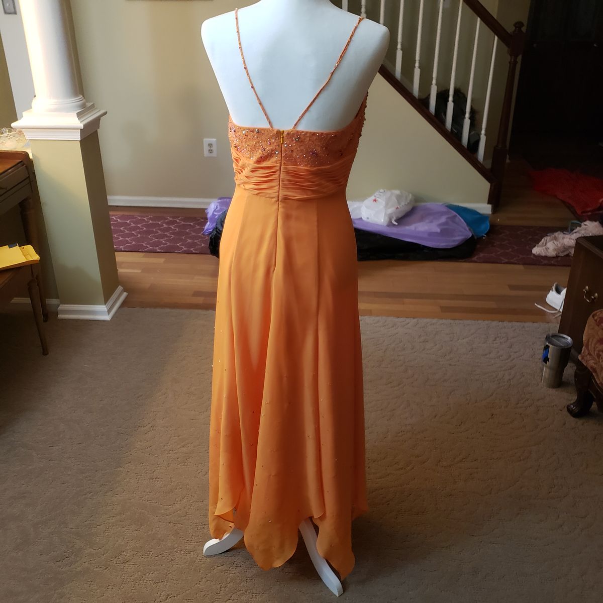 Size 6 Orange A-line Dress on Queenly