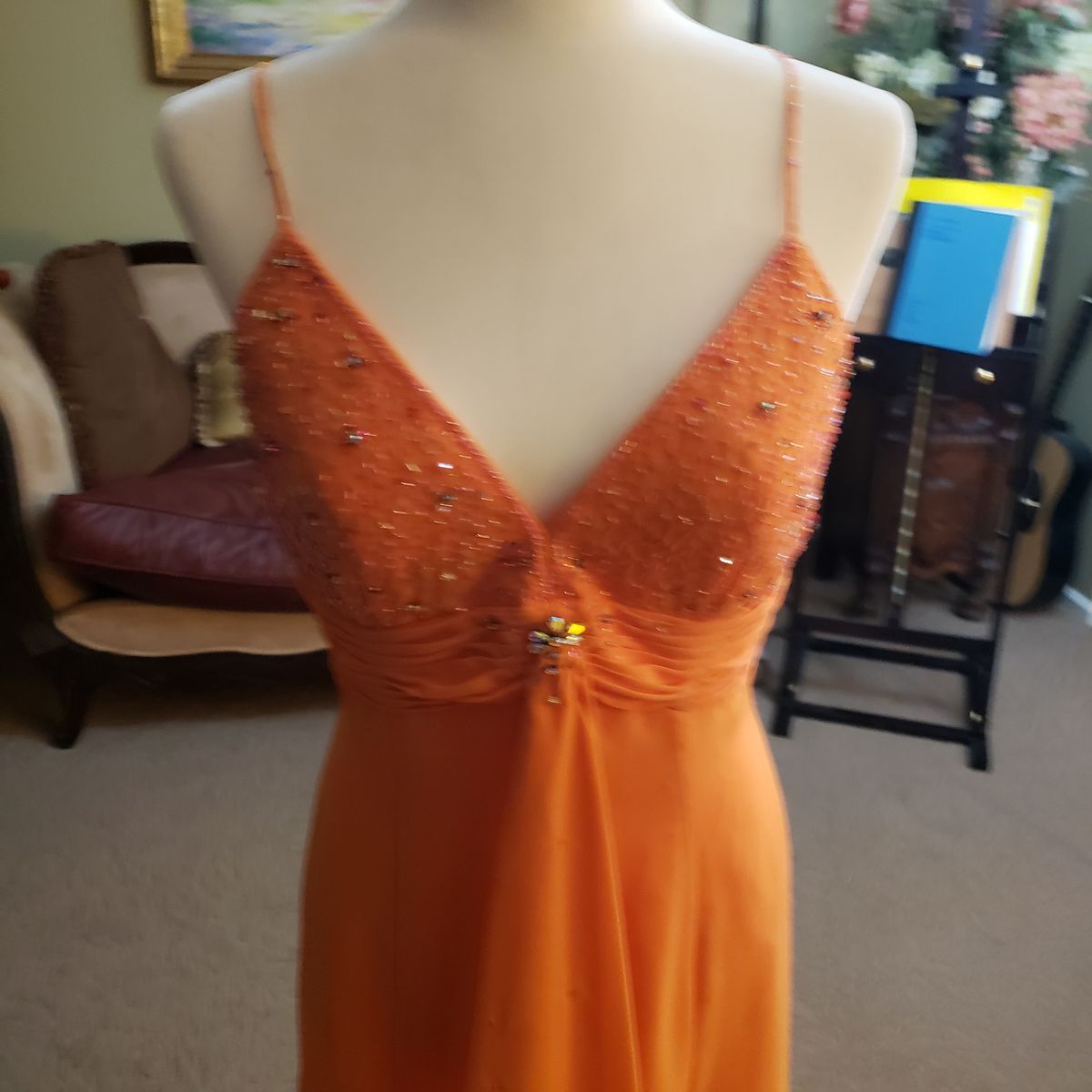 Size 6 Orange A-line Dress on Queenly