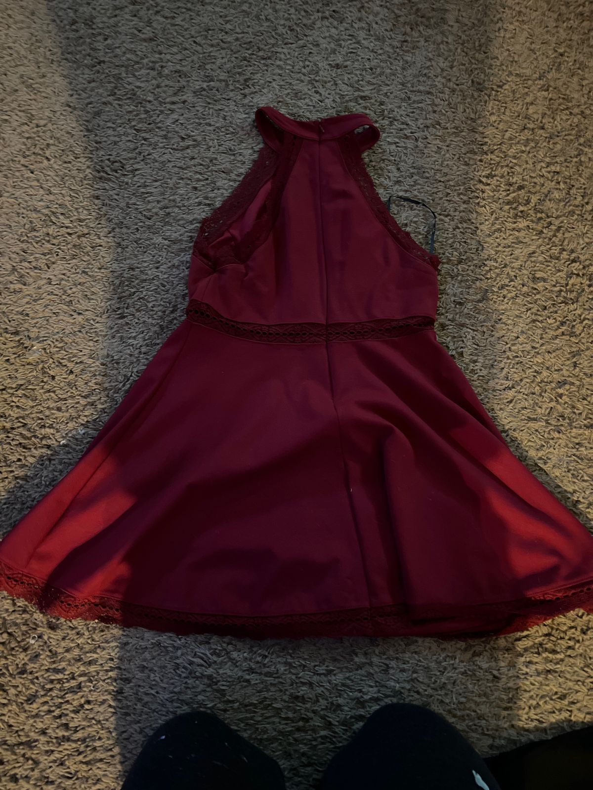 Size 14 High Neck Red A-line Dress on Queenly