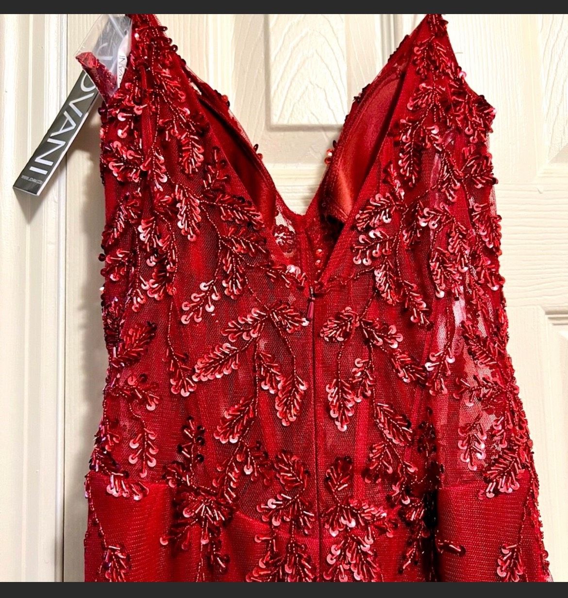 Jovani Size 4 Bridesmaid Plunge Burgundy Red Mermaid Dress on Queenly