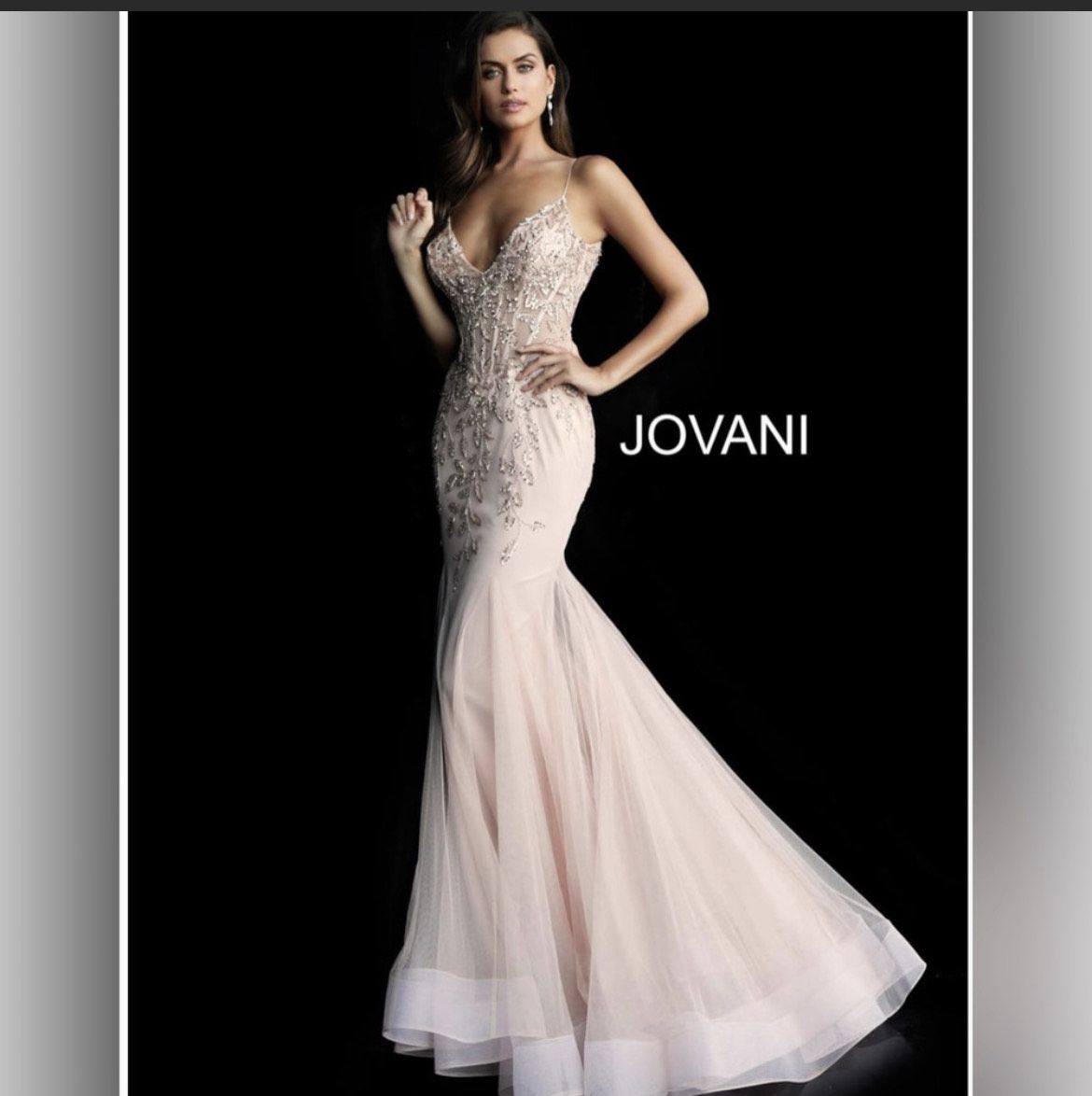 Jovani JVN07398 Sleeveless Plunging Neck Mermaid Prom Dress