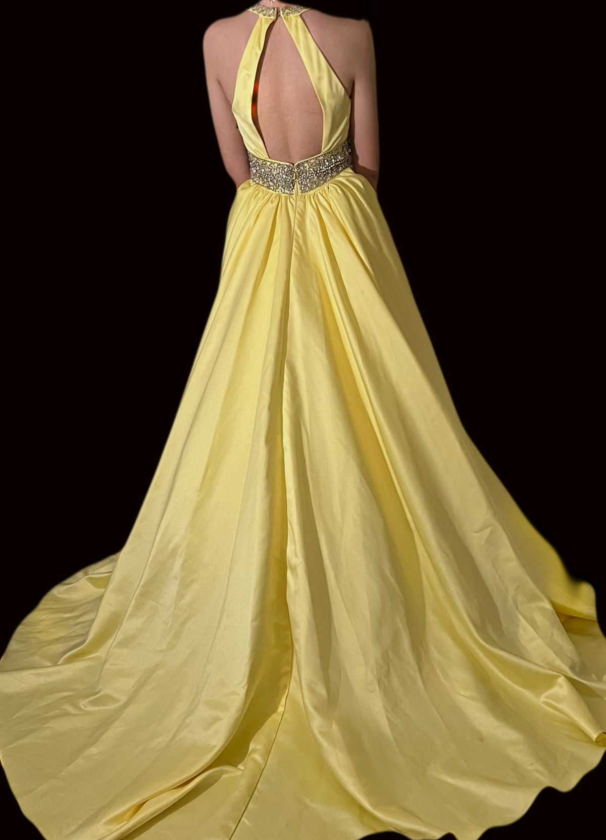 Size 00 Pageant Yellow Dress With Train on Queenly