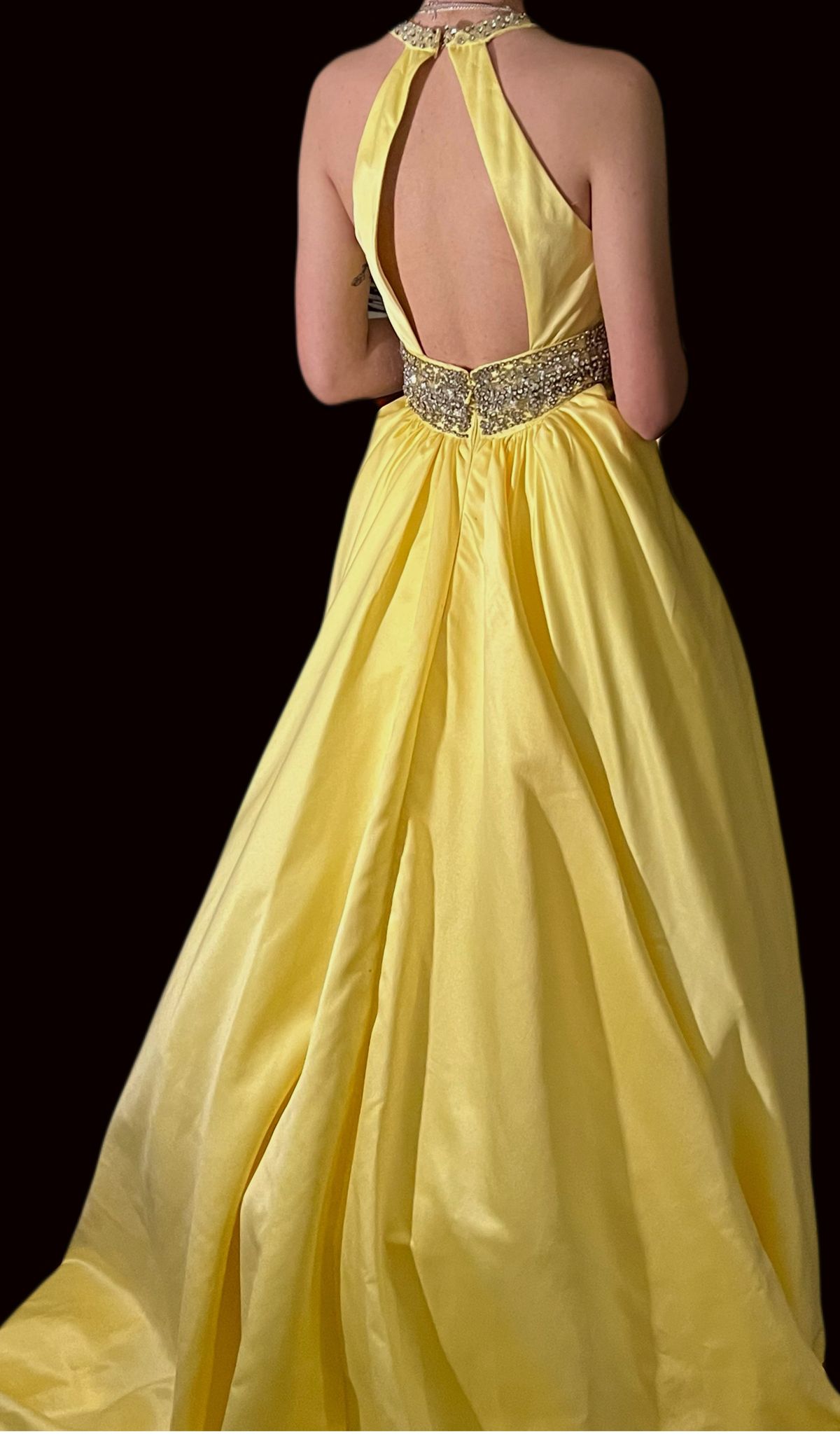 Size 00 Pageant Yellow Dress With Train on Queenly