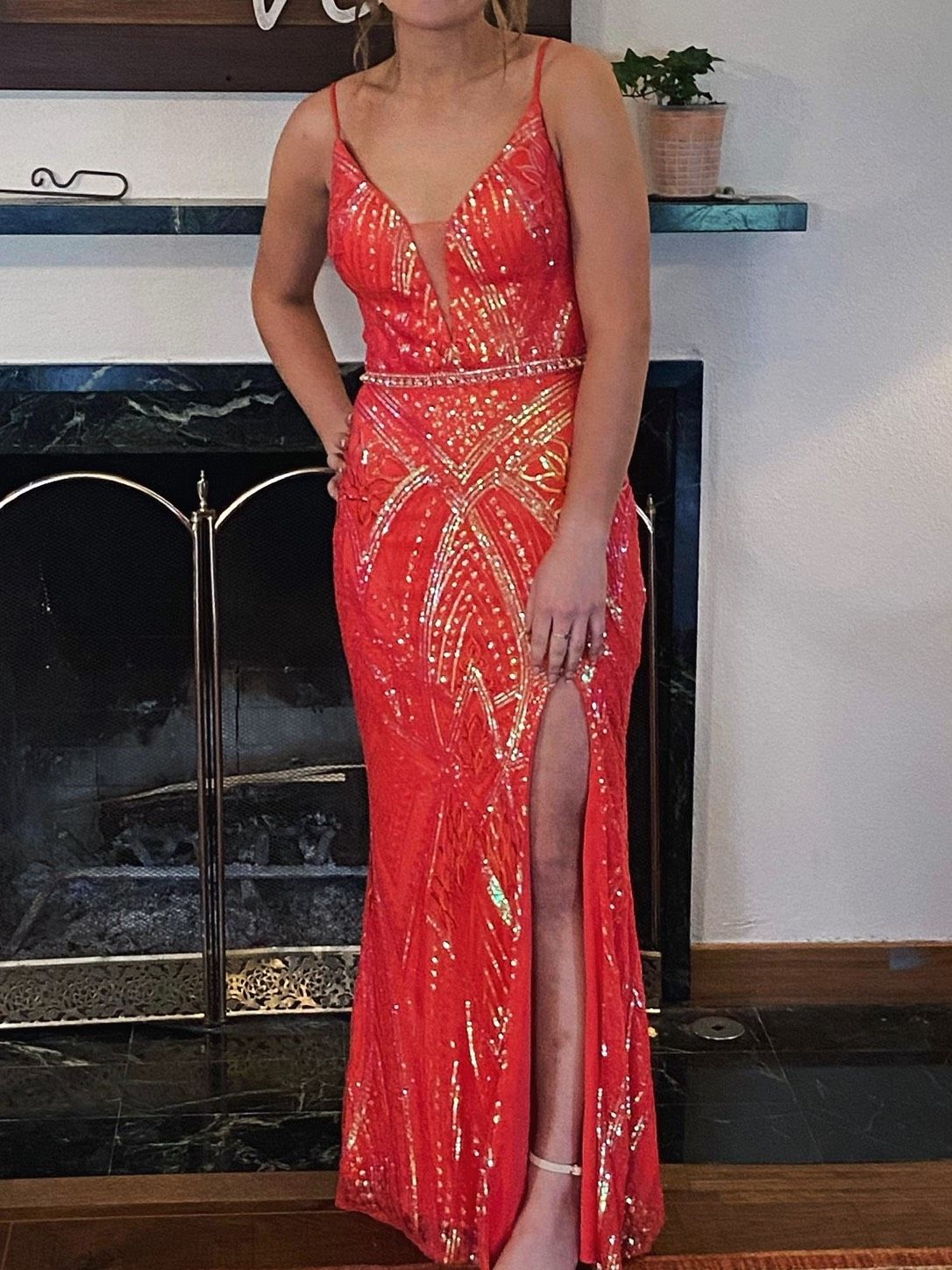 Size 4 Prom Coral Side Slit Dress on Queenly
