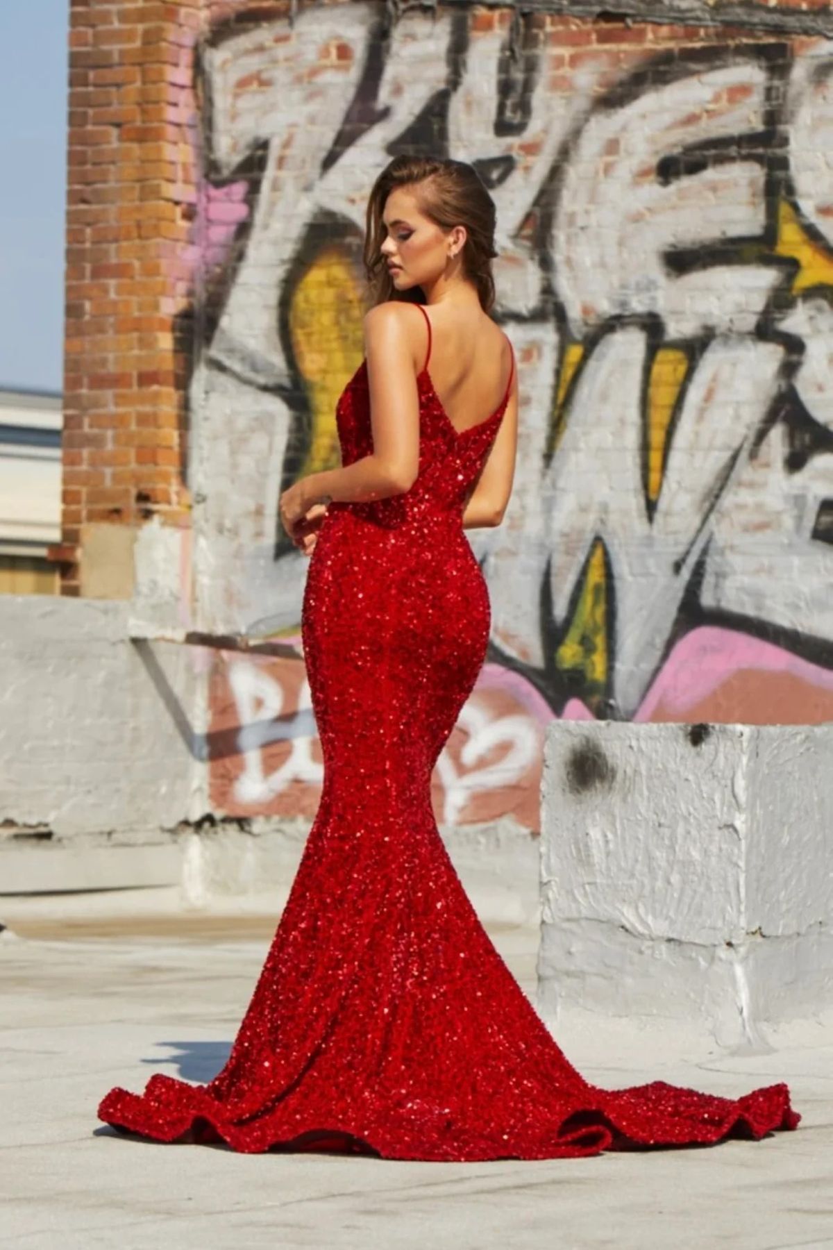 Portia and Scarlett Size 4 Prom Red Mermaid Dress on Queenly