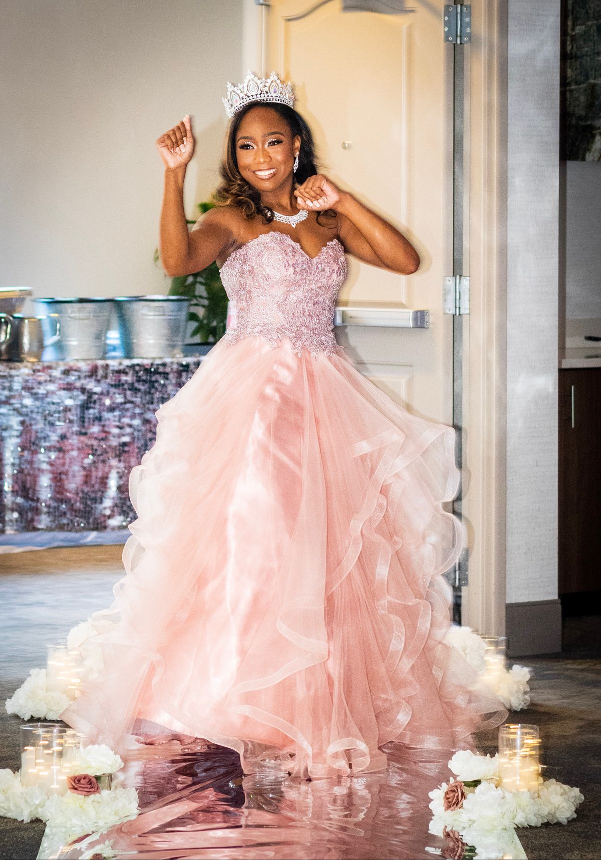 Princess V Neck Long Pink/Light Blue Prom Dresses, Puffy Pink/Light Bl –  Shiny Party