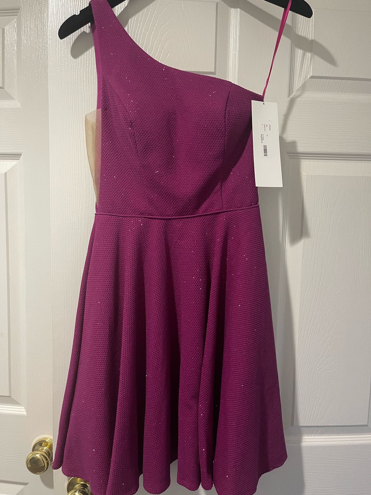 Jovani Size 2 Homecoming One Shoulder Purple Cocktail Dress on Queenly