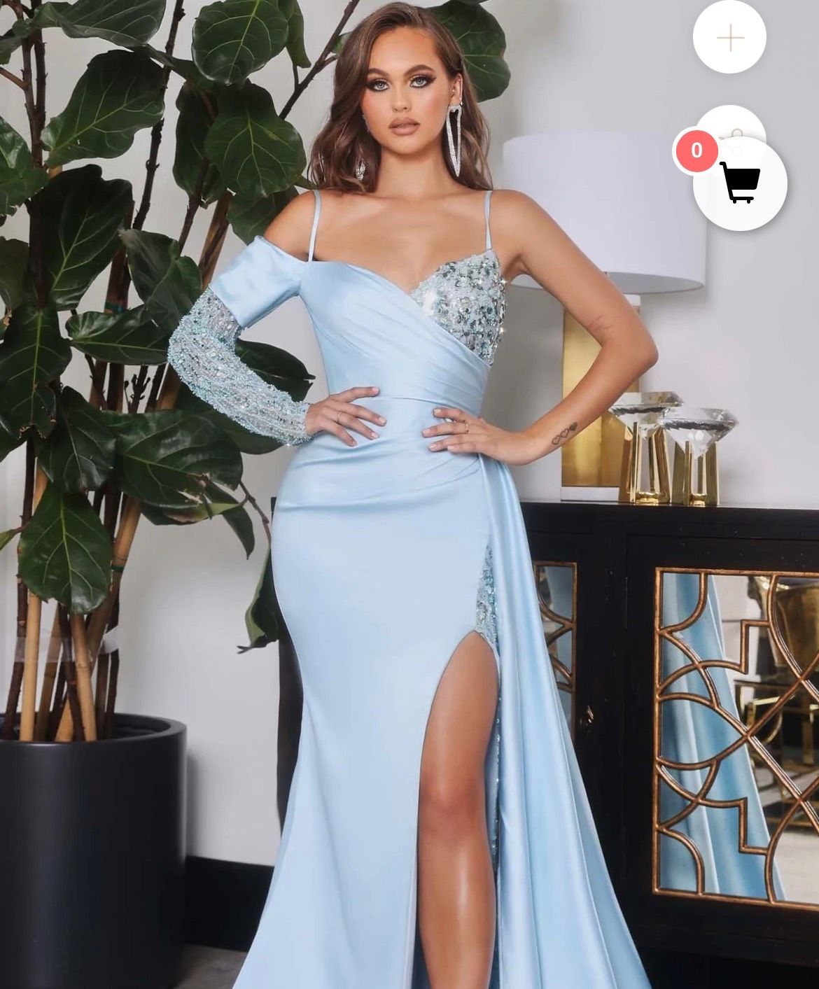 Portia and Scarlett Size 6 Prom Blue Side Slit Dress on Queenly