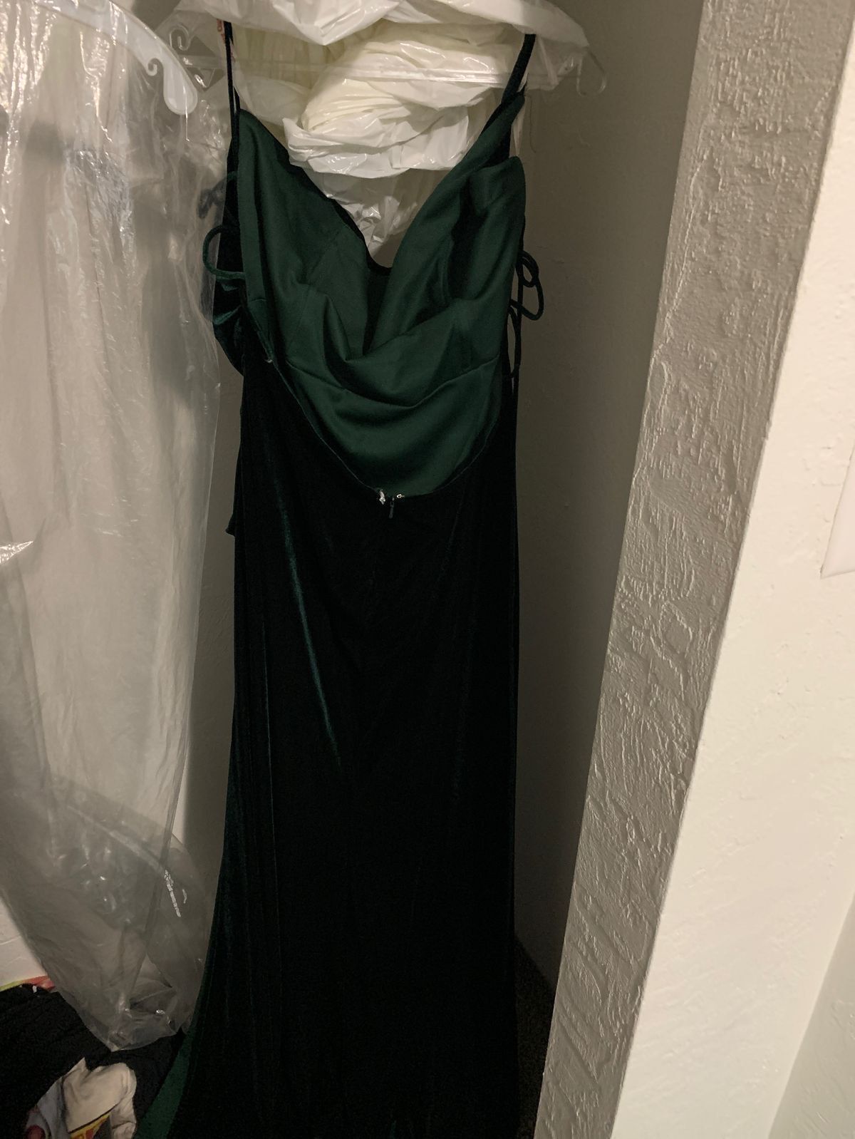Plus Size 16 Prom Green Side Slit Dress on Queenly