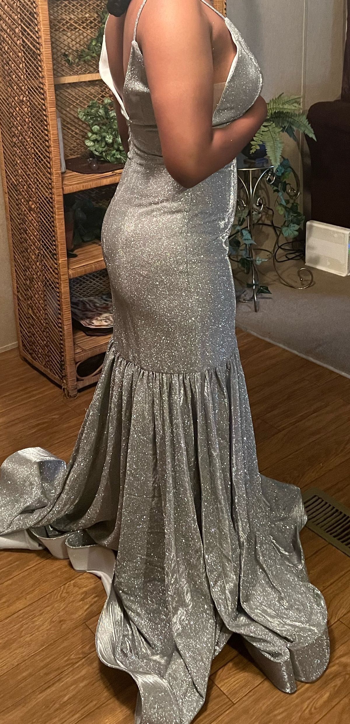 Madison James Size 8 Prom Silver Mermaid Dress on Queenly