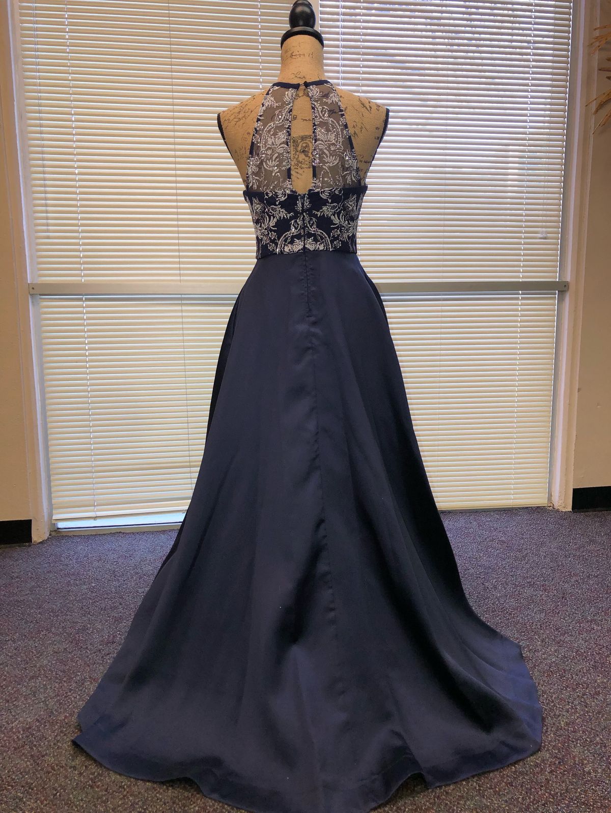 Size 4 Prom Halter Lace Royal Blue Ball Gown on Queenly