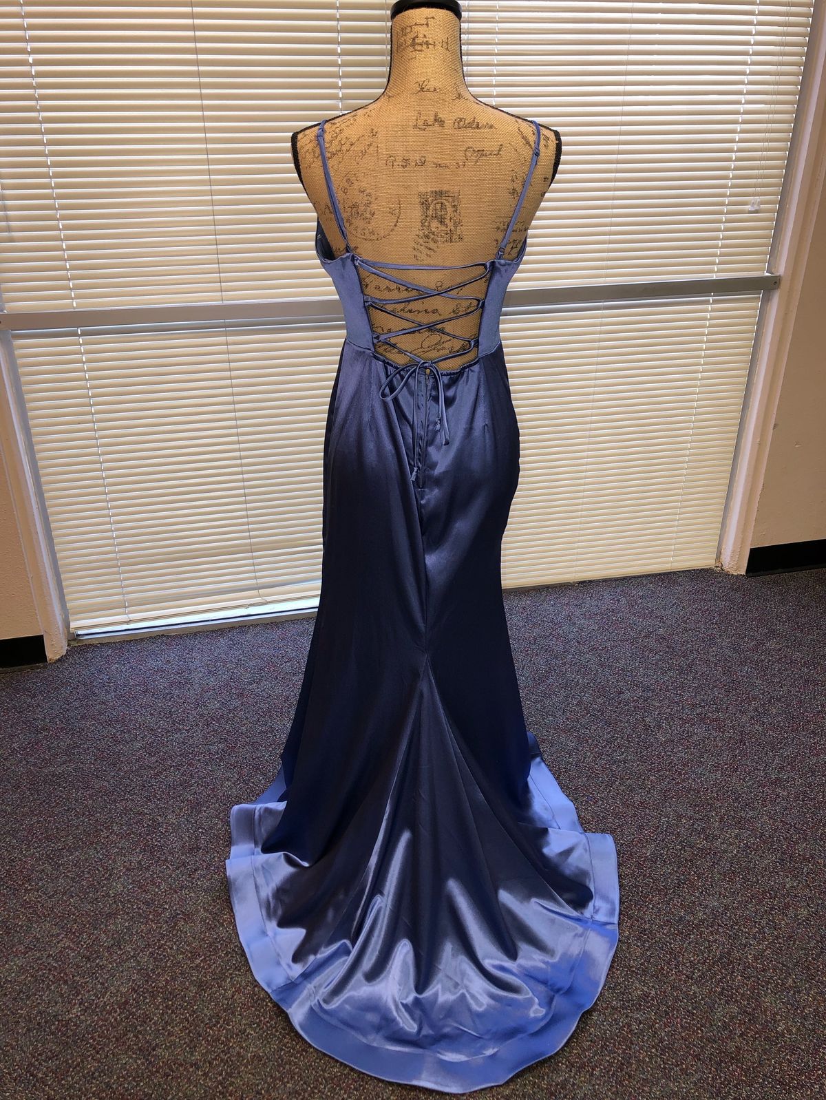 Size 12 Prom Satin Royal Blue Floor Length Maxi on Queenly
