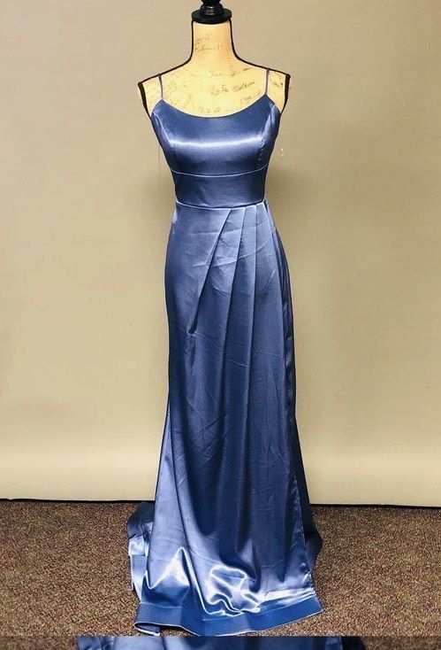 Size 12 Prom Satin Royal Blue Floor Length Maxi on Queenly