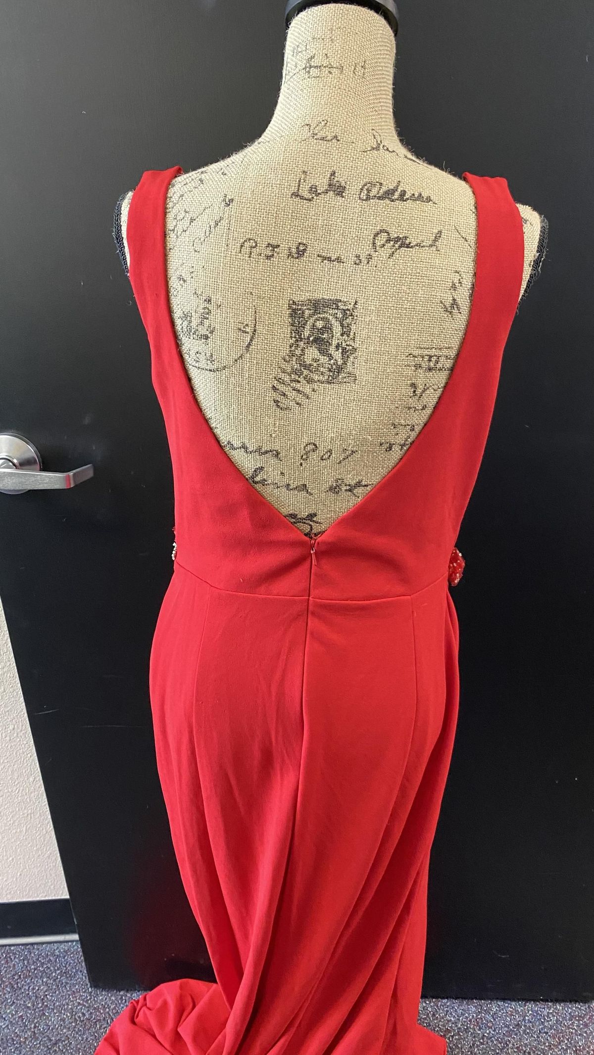 Size 8 Prom Plunge Red Floor Length Maxi on Queenly