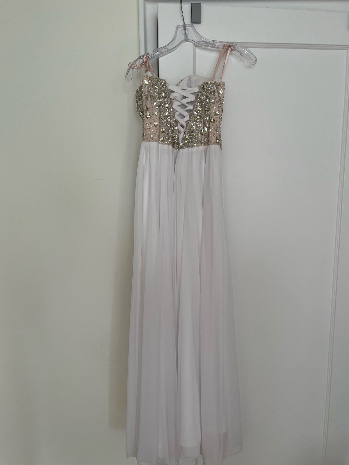 Size 8 Pageant White A-line Dress on Queenly