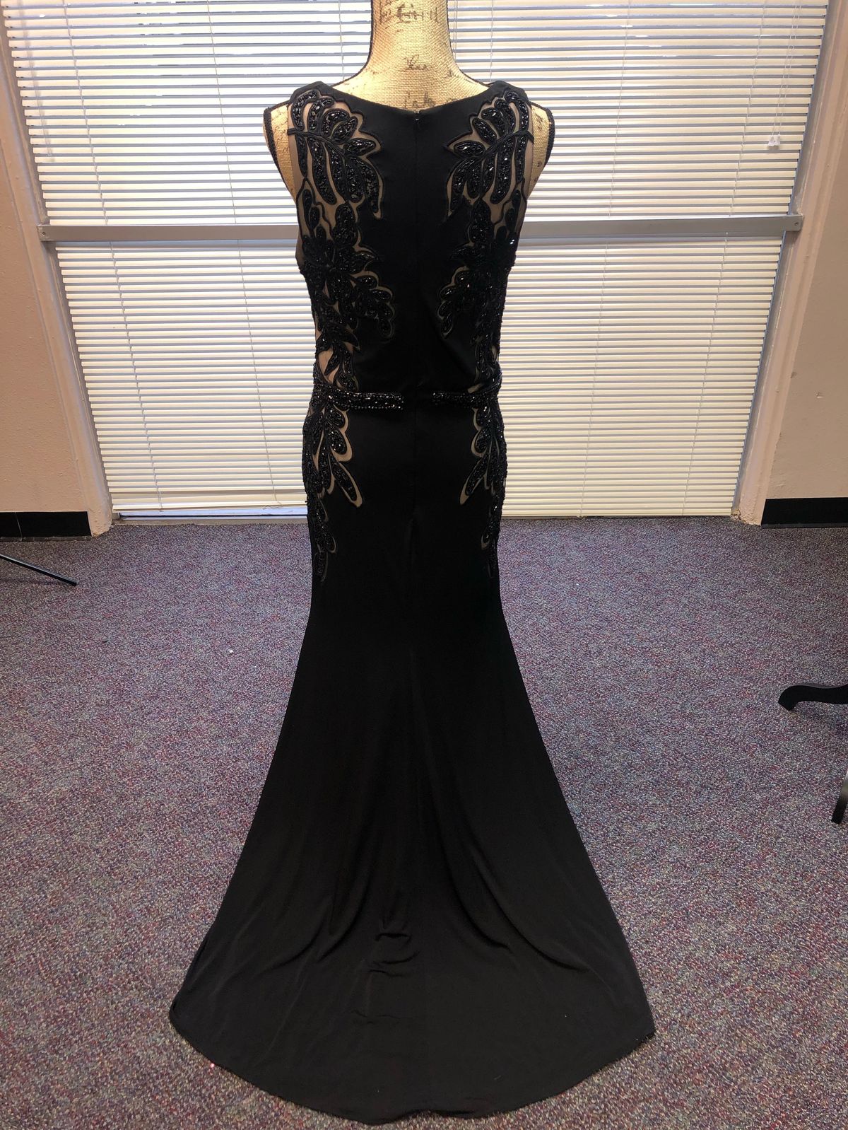 Size 6 Prom Sheer Black Floor Length Maxi on Queenly