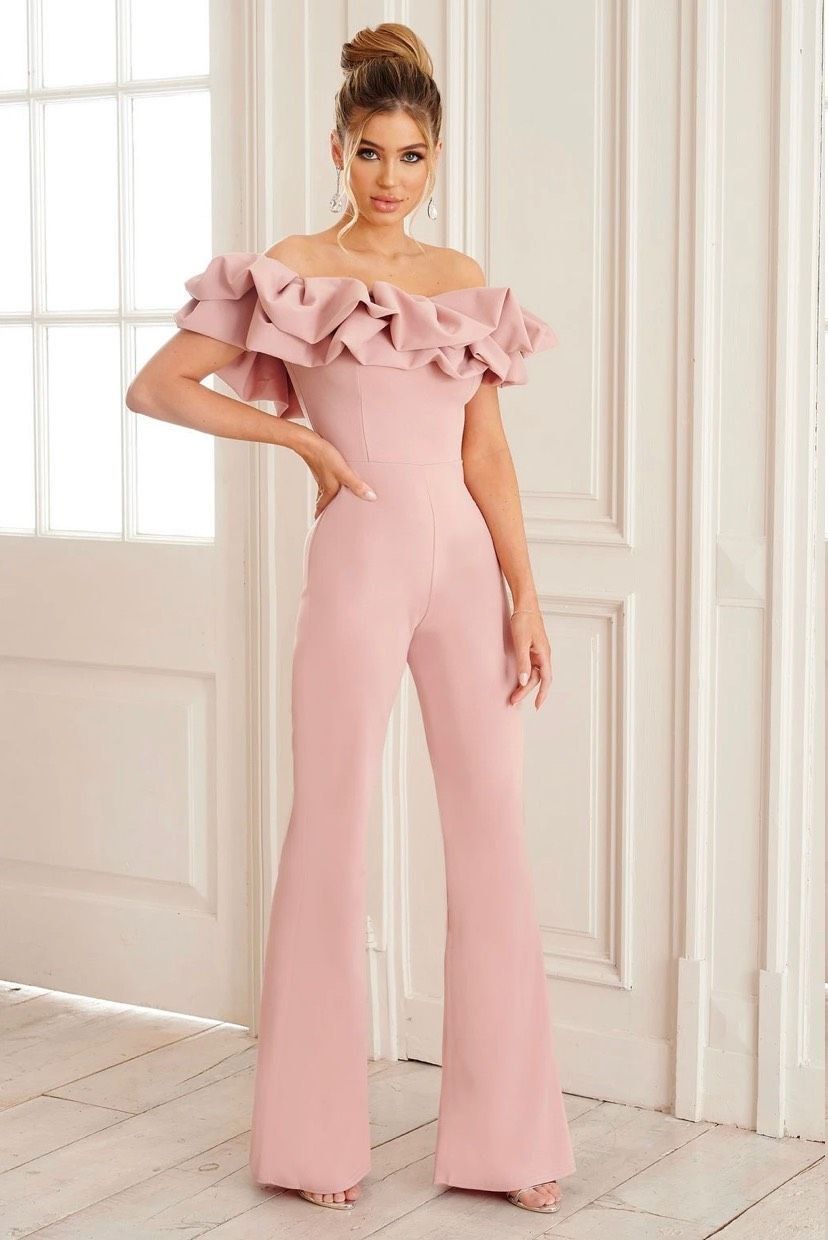 Club L London Size 4 Wedding Guest Pink Formal Jumpsuit on Queenly