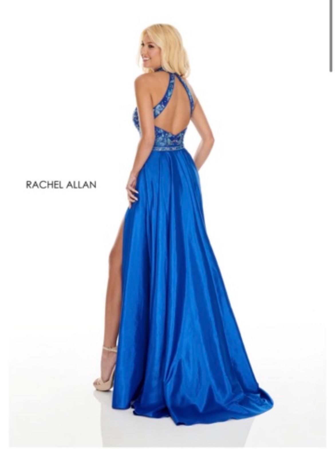 Rachel Allan Size 8 Blue Side Slit Dress on Queenly