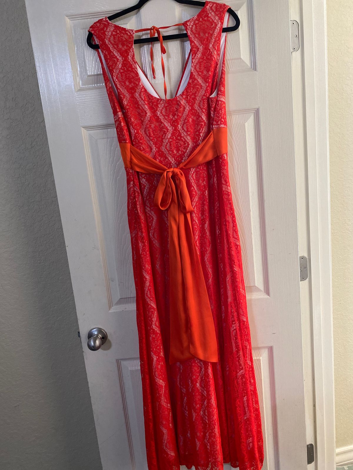 Size 14 Wedding Guest Orange A-line Dress on Queenly