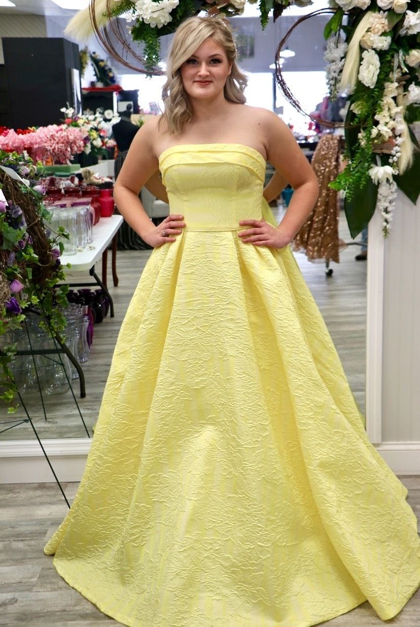 Rachel Allan Size 10 Pageant Yellow Ball Gown on Queenly