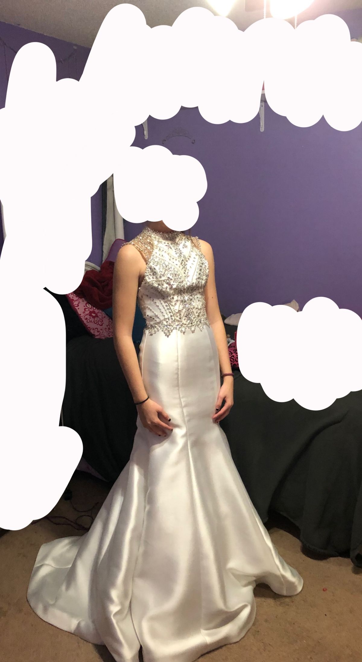 Rachel Allan Size 0 Pageant White Mermaid Dress on Queenly